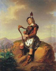 Young Man Playing The Harp