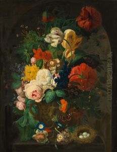 Blumenstillleben Mit Vogelnest by Andreas Lach
