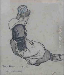 Femme De Pont Aven Assise by Jean Lachaud