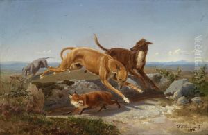 The Harried Fox by F. Sigmund Lachenwitz