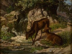 Wild Am Gebirgsbach by F. Sigmund Lachenwitz