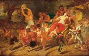 Faunes Et Putti Tirant Le Char Du Desir. Circa 1869