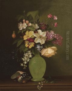 Flowers In A Green Vase by Paul Lacroix