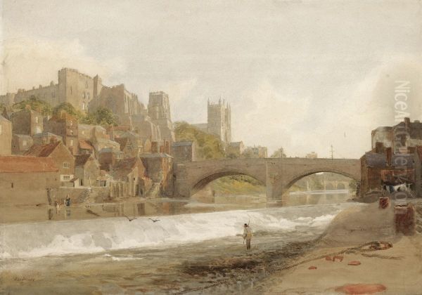 Durham Cathedral And Bridge, From The River Wear - view 1
