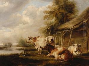 River Landscape With Cattle Before A Barn River Landscape With Cattle Before A Barn
