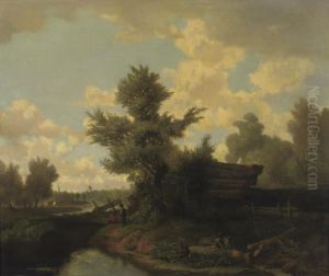 Children Playing By A Stream Children Playing By A Stream