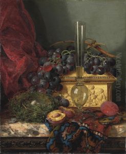 Still Life With Grapes, Plums, A Bird's Nest, An Ivory Casket And A Glass