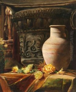 Still Life With Urn, Vase And Flowers