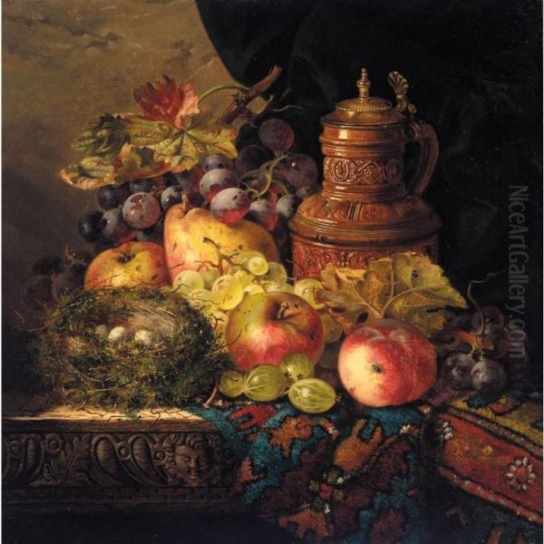 Still Life Of A Bird's Nest And Fruit - view 1