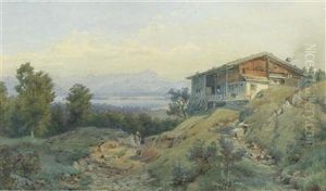 Landschaft Mit Bauernhaus Und See Landschaft Mit Bauernhaus Und See