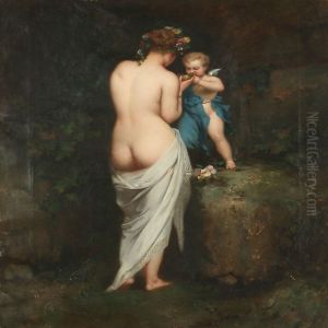 A Nymph And Amor by Ad. Lafon