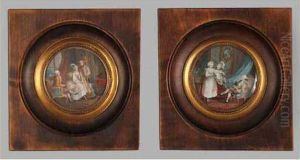 La Seance D' Essayage Scene D' Interieur Animee De Trois Personnages.
