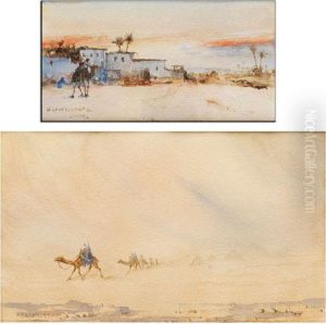 Zwei Orientalischelandschaftsaquarelle by Ava De Lagercrantz