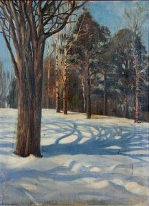 Winter Woodland Scene by Berndt Lagerstam