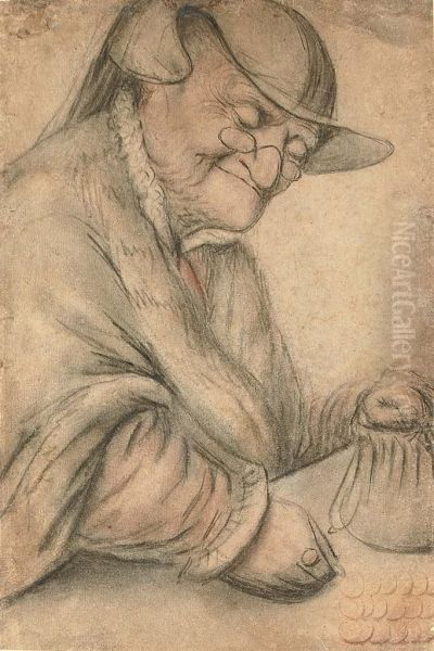 An Elderly Woman Counting Money - view 1