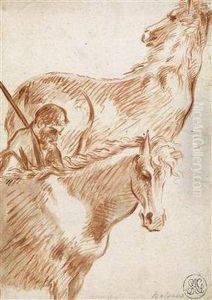 A Shepherd And Two Horses