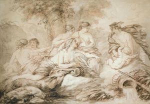 Mercury Entrusting Bacchus To The Nymphs by Jean Jacques II Lagrenee