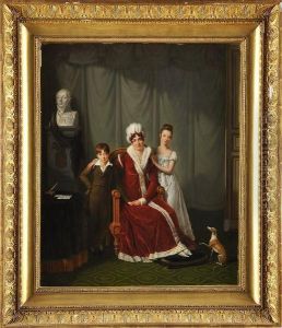 Portrait De L'epouse Du General Boudet Et Ses Deux Enfants by Jean Jacques II Lagrenee