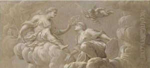An Allegory Of Fortitude Being Crowned By Wisdom (?) by Louis Laguerre