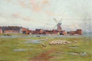Sheep Grazing, Cley, Norfolk by William James Laidlay