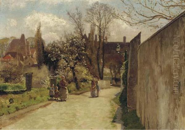 Figures On A Street In Ecouen, Near Paris - view 1