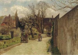 Figures On A Street In Ecouen, Near Paris by William James Laidlay