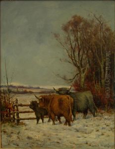 Highland Cattle In Winter by Tomson Laing