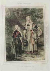 Jeunes Femmes De Plaintel, Cotes D'armor by Francois-Hippolyte Lalaisse