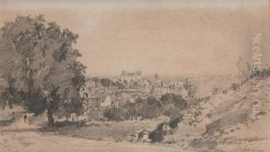 Paysage Avec Un Chateau A L'arriere-plan by Maxime Lalanne