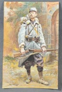 Officier D'artillerie France 14/18 En Pied by Alphonse Lalauze