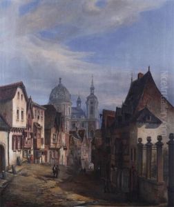 City View With Figures by Henri Lallemand