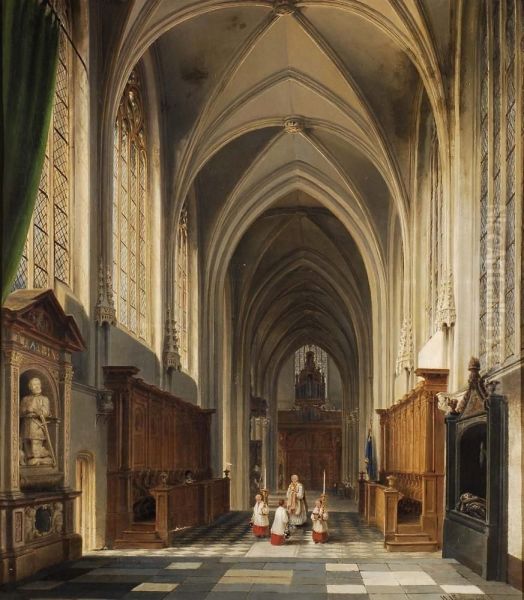 Interno Di Chiesa Con Figure - view 1