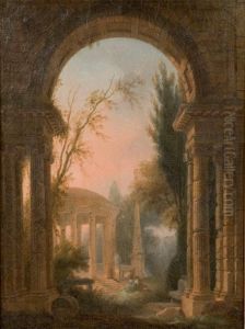 Personnages Pres De Ruines Antiques by Georges Lallemant