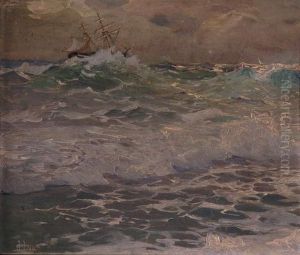 Mare In Tempesta Con Veliero Sulle Onde by Giuseppe Lallich