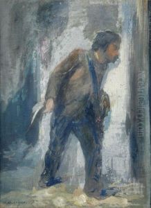 An Einemmauervorsprung Sich Neugierig Hervortastender Geselle by Ad. Laloux