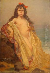 Fillette De Bord De Mer by Adolphe Lalyre