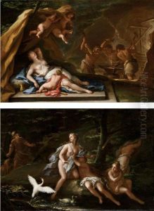 Venere Nella Fucina Di Vulcano; Diana E Atteone by Giovan Battista Lama