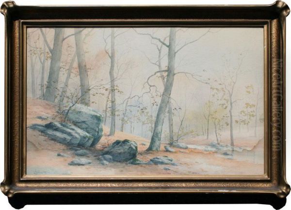 Autumn Forest Stream Landscape - view 1
