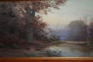 Stream Flowing Through A Wooden Landscape by Edwin, Lamasure Jr.