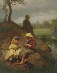 The Biddle Children Fishing On The Schuylkill