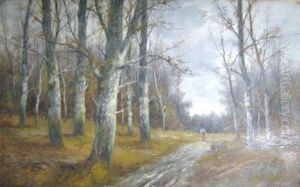 'figures On Woodland Paths', A Pair by Bradford Lambert