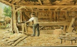 Inside The Wheelright's Shop by Clem Lambert