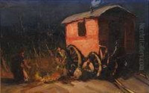 The Camp Fire by Fernand Alexis Lambert