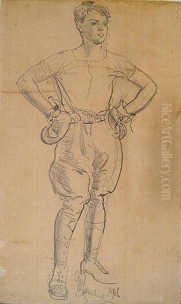 A Drawing Of A Young Male Boxer - view 1
