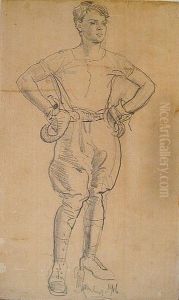 A Drawing Of A Young Male Boxer by George Lambert