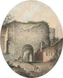 Lewes Castle Gateway From The South, Sussex by James Lambert Junior