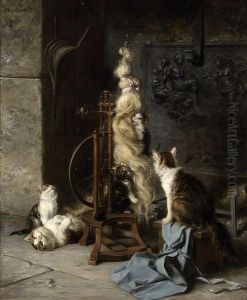 Les Chats Et Le Rouet by Louis Eugene Lambert