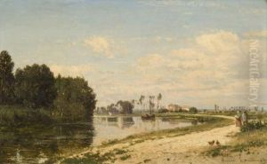 Bord De Riviere by Emile Charles Lambinet