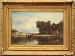 Pastoral Landscape by Emile Charles Lambinet