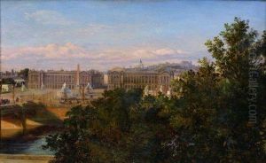 La Place De La Concorde Avec L'hotel De La Marine Sur Ladroite by Emile Charles Lambinet